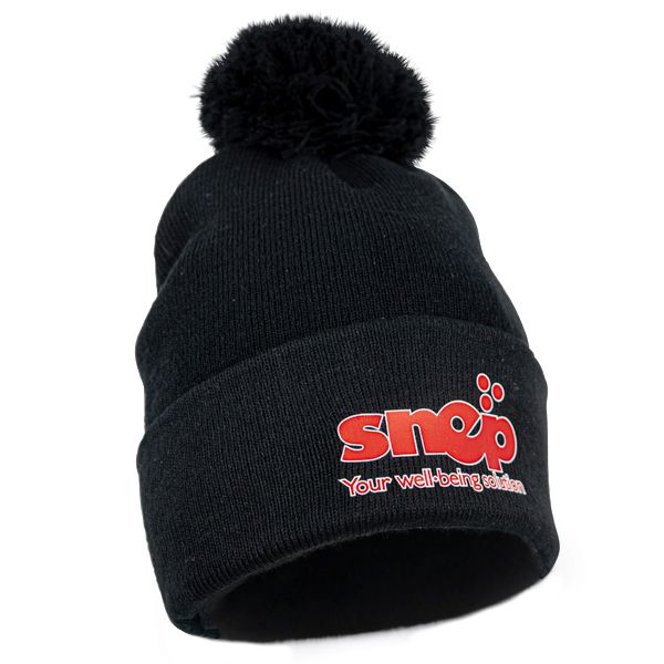 Cappello invernale nero con pon pon